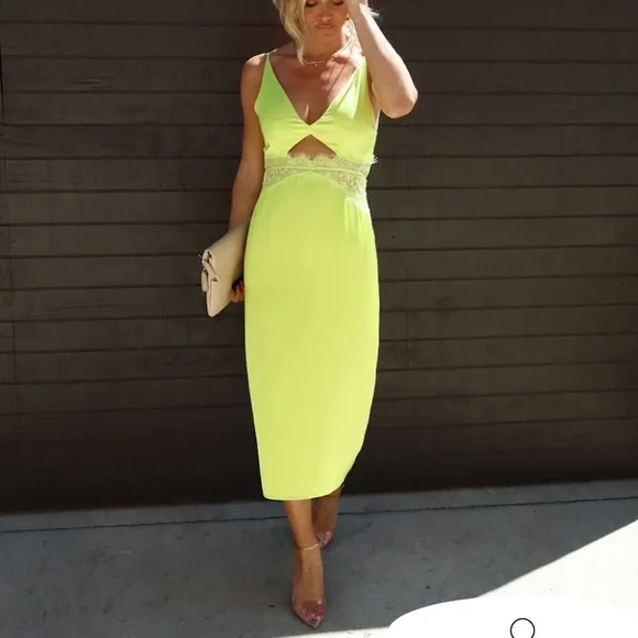 Dresses | Vici Modern Day Love Satin Lace Cut Out Midi Dress | Poshmark